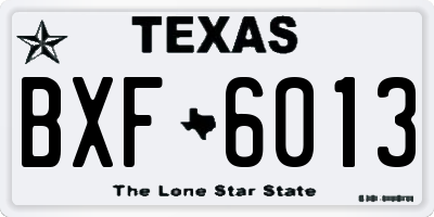 TX license plate BXF6013