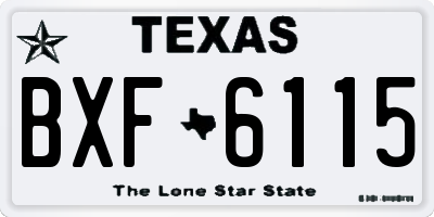 TX license plate BXF6115