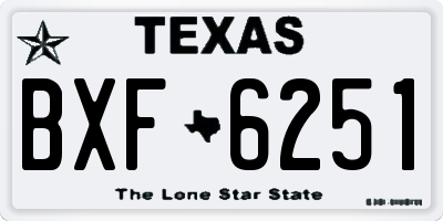 TX license plate BXF6251