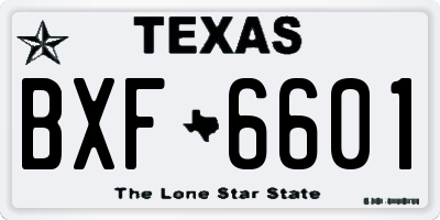 TX license plate BXF6601