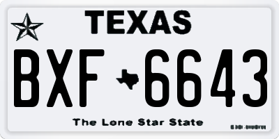 TX license plate BXF6643