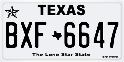 TX license plate BXF6647