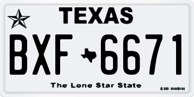 TX license plate BXF6671