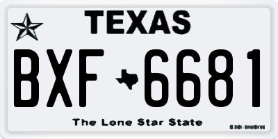 TX license plate BXF6681
