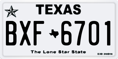 TX license plate BXF6701
