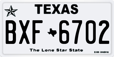 TX license plate BXF6702