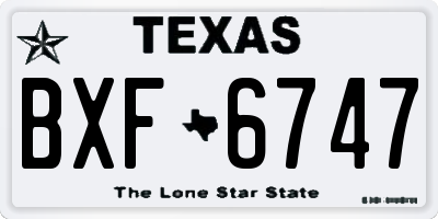 TX license plate BXF6747