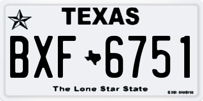 TX license plate BXF6751