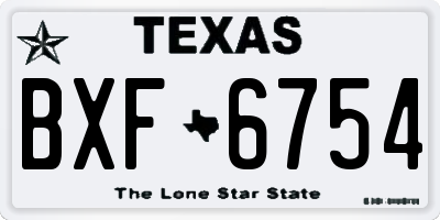 TX license plate BXF6754