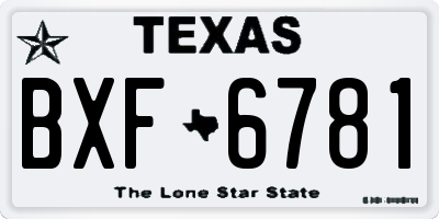 TX license plate BXF6781