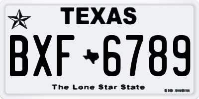 TX license plate BXF6789