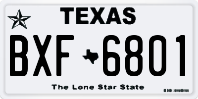 TX license plate BXF6801