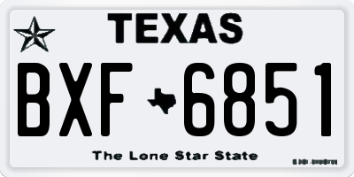 TX license plate BXF6851