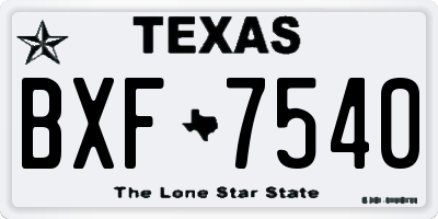 TX license plate BXF7540