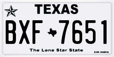TX license plate BXF7651