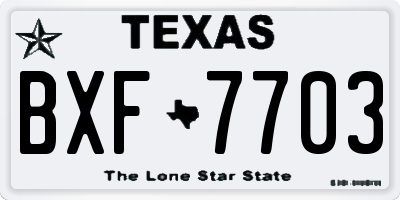 TX license plate BXF7703