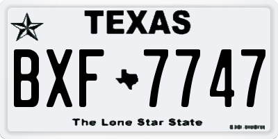 TX license plate BXF7747