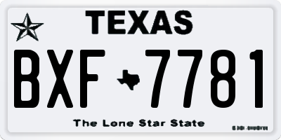 TX license plate BXF7781