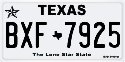 TX license plate BXF7925