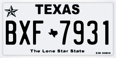 TX license plate BXF7931