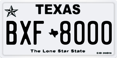 TX license plate BXF8000