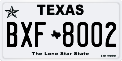 TX license plate BXF8002