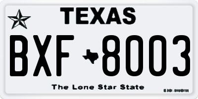 TX license plate BXF8003