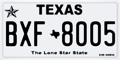 TX license plate BXF8005