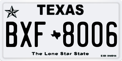 TX license plate BXF8006
