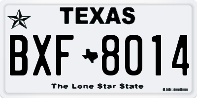 TX license plate BXF8014