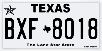 TX license plate BXF8018