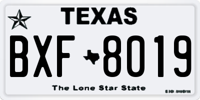 TX license plate BXF8019