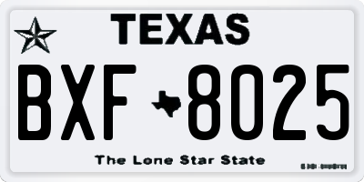 TX license plate BXF8025
