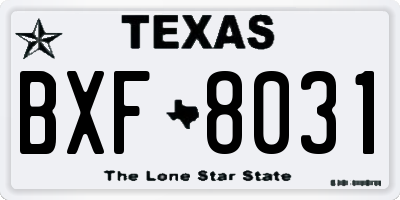 TX license plate BXF8031