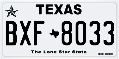 TX license plate BXF8033
