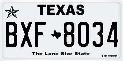 TX license plate BXF8034