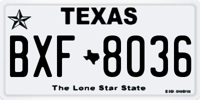 TX license plate BXF8036