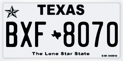 TX license plate BXF8070