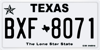 TX license plate BXF8071