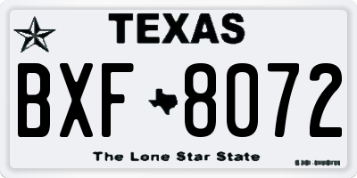 TX license plate BXF8072