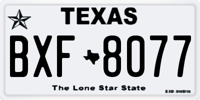 TX license plate BXF8077