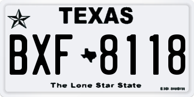 TX license plate BXF8118