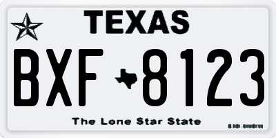 TX license plate BXF8123