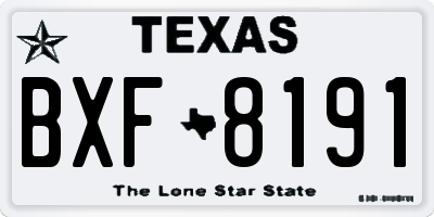 TX license plate BXF8191