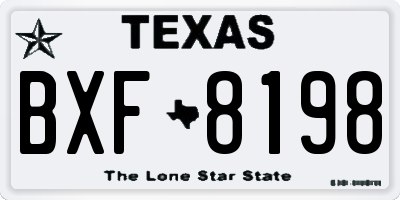 TX license plate BXF8198