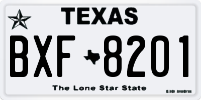 TX license plate BXF8201