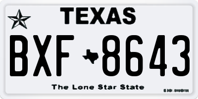 TX license plate BXF8643