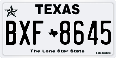 TX license plate BXF8645