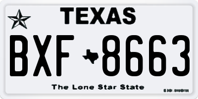 TX license plate BXF8663