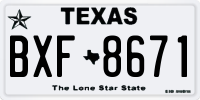 TX license plate BXF8671